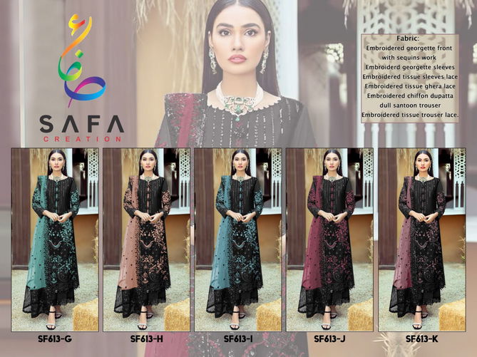 SF PK 613 By Safa Embroidery Georgette Pakistani Suits Wholesale Price In Surat